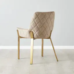 Arya II Beige Velvet Dining Chair - Brushed Gold Metal Legs