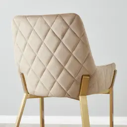 Arya II Beige Velvet Dining Chair - Brushed Gold Metal Legs