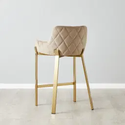 Arya II Beige Velvet 67cm Counter Stool - Brushed Gold Metal Legs