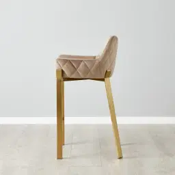 Arya II Beige Velvet 67cm Counter Stool - Brushed Gold Metal Legs