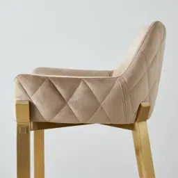 Arya II Beige Velvet 67cm Counter Stool - Brushed Gold Metal Legs