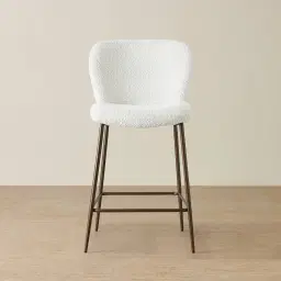 Hailey Snow White Boucle 67cm Counter Stool - Bronze Legs