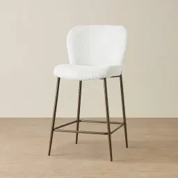 Hailey Snow White Boucle 67cm Counter Stool - Bronze Legs