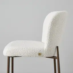 Hailey Snow White Boucle 67cm Counter Stool - Bronze Legs