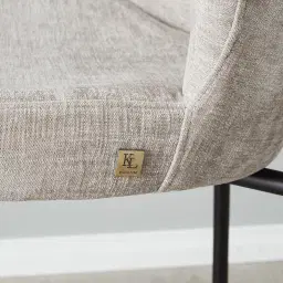 Hailey Vintage Grey Chenille Fabric 67cm Counter Stool - Black Metal Legs