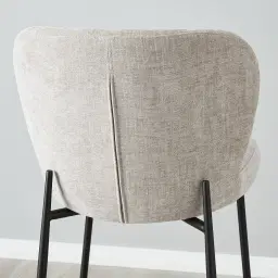 Hailey Vintage Grey Chenille Fabric 67cm Counter Stool - Black Metal Legs