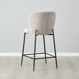 Hailey Vintage Grey Chenille Fabric 67cm Counter Stool - Black Metal Legs