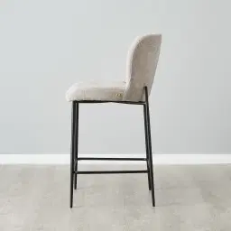 Hailey Vintage Grey Chenille Fabric 67cm Counter Stool - Black Metal Legs