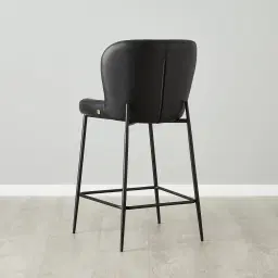 Hailey Black Vegan Leather 67cm Counter Stool - Black Metal Legs