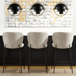 Hailey Black Vegan Leather 67cm Counter Stool - Black Metal Legs