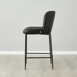 Hailey Black Vegan Leather 67cm Counter Stool - Black Metal Legs