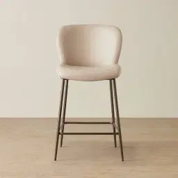 Hailey Sand Beige Vegan Leather 67cm Counter Stool - Bronze Legs