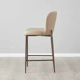 Hailey Sand Beige Vegan Leather 67cm Counter Stool - Bronze Legs