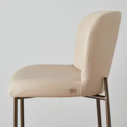 Hailey Sand Beige Vegan Leather 67cm Counter Stool - Bronze Legs