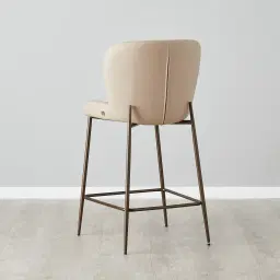 Hailey Sand Beige Vegan Leather 67cm Counter Stool - Bronze Legs