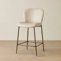 Hailey Sand Beige Vegan Leather 67cm Counter Stool - Bronze Legs