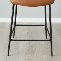 Hailey Walnut Vegan Leather 67cm Counter Stool - Black Legs