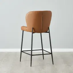 Hailey Walnut Vegan Leather 67cm Counter Stool - Black Legs