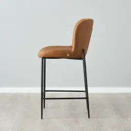 Hailey Walnut Vegan Leather 67cm Counter Stool - Black Legs