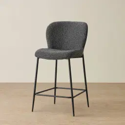 Hailey Cosmos Black Woven Fabric 67cm Counter Stool - Black Metal Legs