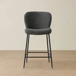 Hailey Cosmos Black Woven Fabric 67cm Counter Stool - Black Metal Legs