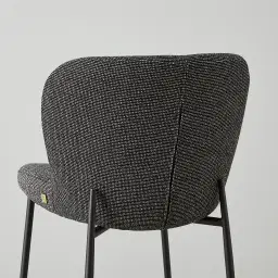 Hailey Cosmos Black Woven Fabric 67cm Counter Stool - Black Metal Legs