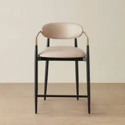 Amy Sand Beige Vegan Leather 67cm Counter Stool