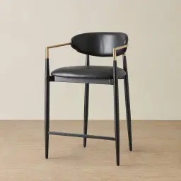 Amy Black Vegan Leather 67cm Counter Stool