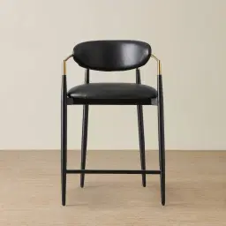 Amy Black Vegan Leather 67cm Counter Stool