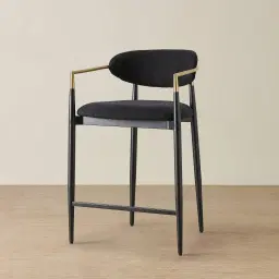 Amy Black Woven Fabric 67cm Counter Stool