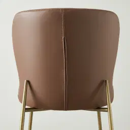 Hailey Tuscan Brown Vegan Leather Dining Chair - Brushed Bronze Legs