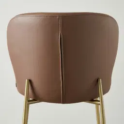 Hailey Tuscan Brown Vegan Leather 67cm Counter Stool - Brushed Bronze Legs