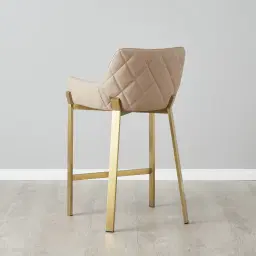 Arya II Sand Beige Vegan Leather 67cm Counter Stool - Brushed Gold Metal Legs
