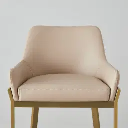 Arya II Sand Beige Vegan Leather 67cm Counter Stool - Brushed Gold Metal Legs