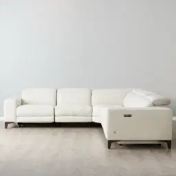 Pierce Shadow White Woven Fabric Corner Electric Recliner