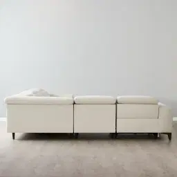 Pierce Shadow White Woven Fabric Corner Electric Recliner