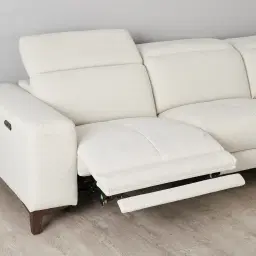 Pierce Shadow White Woven Fabric Corner Electric Recliner