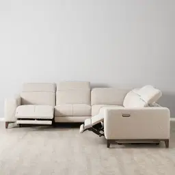 Pierce Warm Grey Woven Fabric Corner Electric Recliner