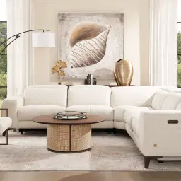 Pierce Warm Grey Woven Fabric Corner Electric Recliner