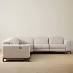 Pierce Warm Grey Woven Fabric Corner Electric Recliner