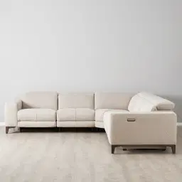 Pierce Warm Grey Woven Fabric Corner Electric Recliner