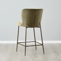 Hailey Olive Green Velvet 67 cm Counter Stool - Brushed Bronze Legs