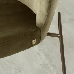 Hailey Olive Green Velvet 67 cm Counter Stool - Brushed Bronze Legs