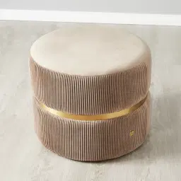 Hollis Beige Velvet Ottoman