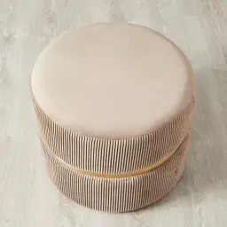 Hollis Beige Velvet Ottoman