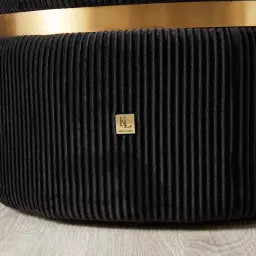 Hollis Black Velvet Ottoman