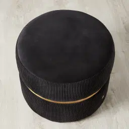 Hollis Black Velvet Ottoman