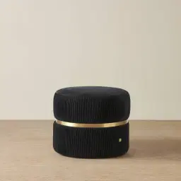 Hollis Black Velvet Ottoman