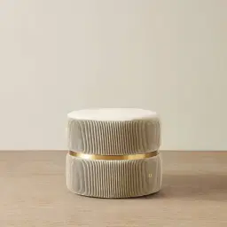 Hollis Cream Velvet Ottoman