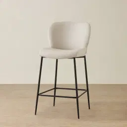 Hailey Glacier Grey Vegan Leather 67 cm Counter Stool - Black Legs
